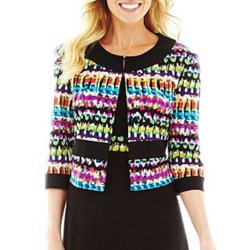 R&K Colorful Vibrant Open Front Blazer Jacket XL 🌈